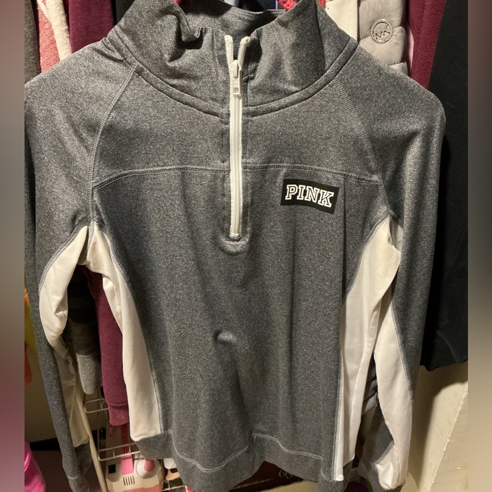 PINK Victoria's Secret Gray and White Pullover